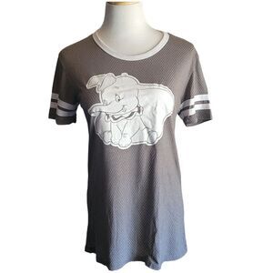 Disney Parks Juniors DUMBO Jersey Tee T Shirt Established 41 Gray White Large